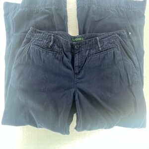 RALPH LAUREN‎ High Rise Navy Blue Straight Leg Jeans Anchor Button Size 14